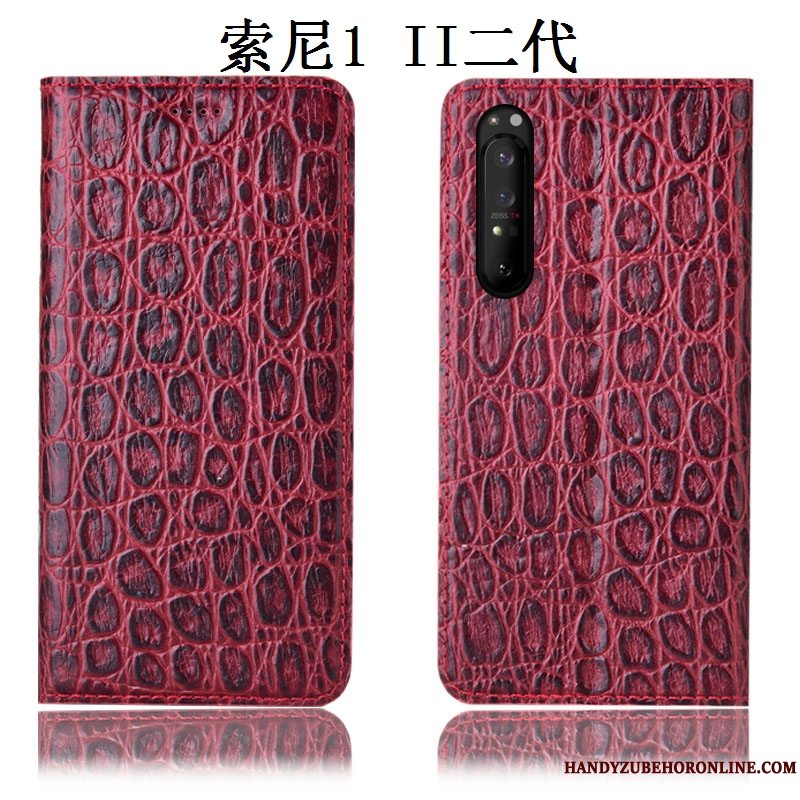 Etui Sony Xperia 1 Ii Læder Anti-fald Telefon, Cover Sony Xperia 1 Ii Beskyttelse Mønster Sort