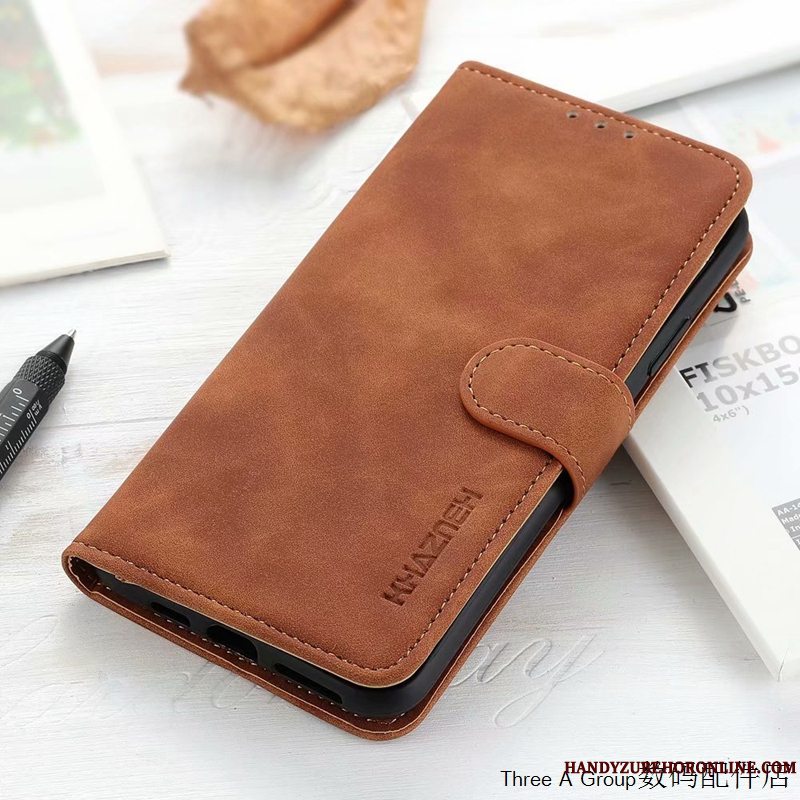 Etui Sony Xperia 1 Ii Læder Kort Nubuck, Cover Sony Xperia 1 Ii Vintage Anti-fald Rød