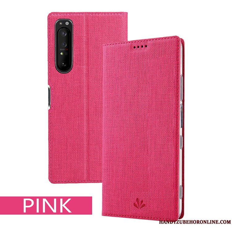 Etui Sony Xperia 1 Ii Support Klud Sort, Cover Sony Xperia 1 Ii Læder Mønster Kort