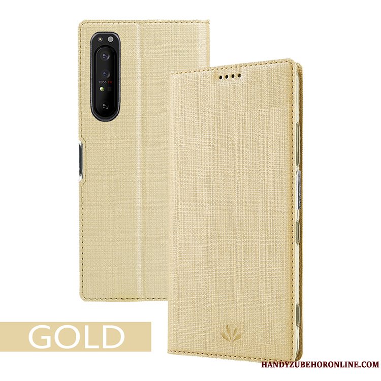 Etui Sony Xperia 1 Ii Support Klud Sort, Cover Sony Xperia 1 Ii Læder Mønster Kort