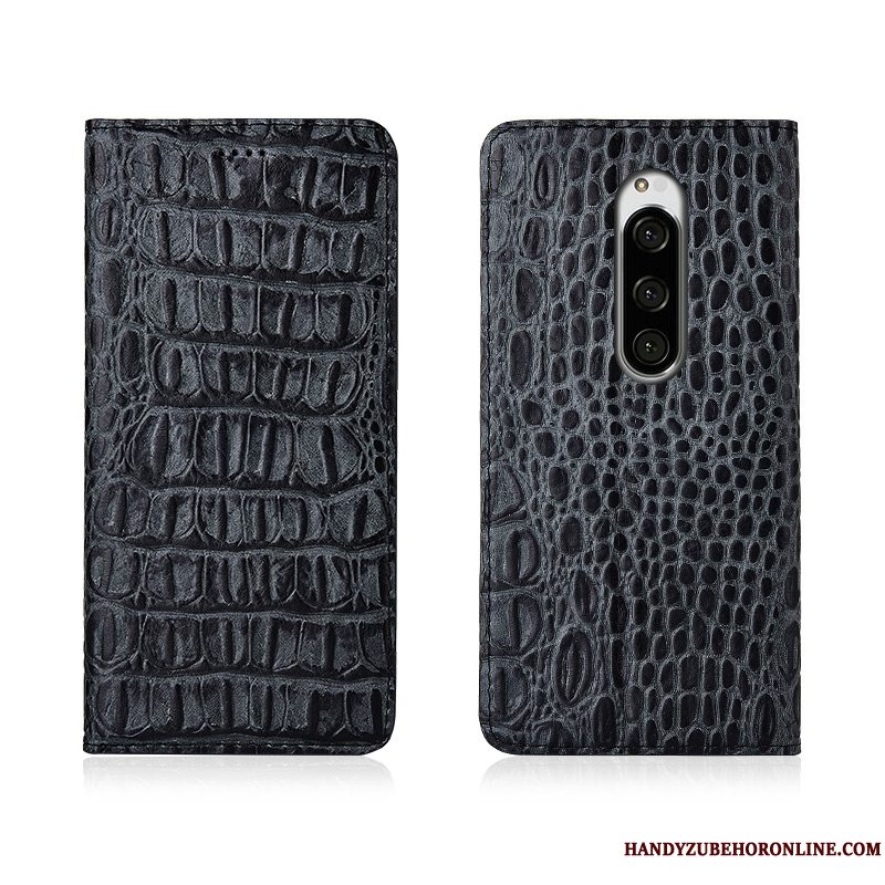 Etui Sony Xperia 1 Læder Anti-fald Telefon, Cover Sony Xperia 1 Silikone Sort Ny