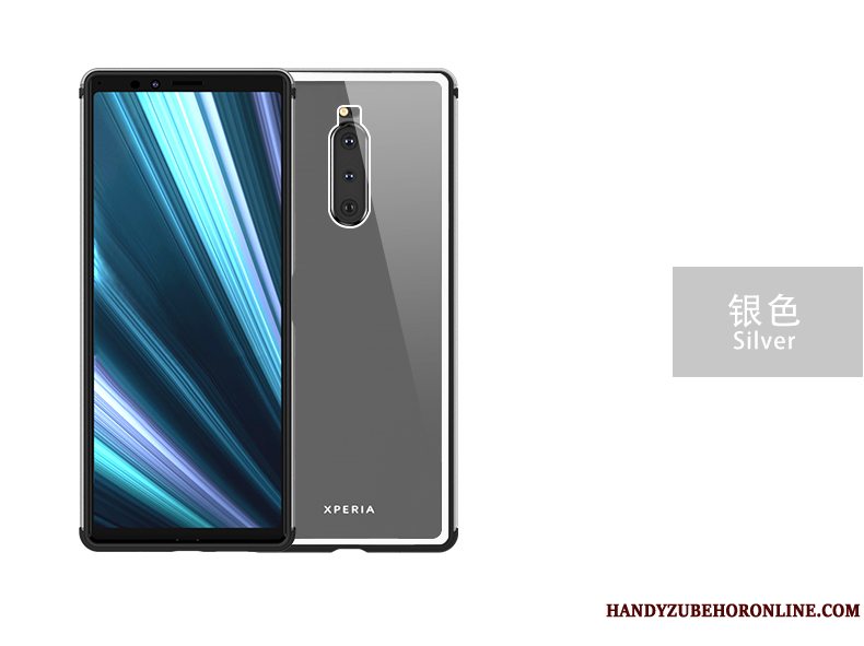 Etui Sony Xperia 1 Metal Gennemsigtig Glas, Cover Sony Xperia 1 Tasker Ramme Trend