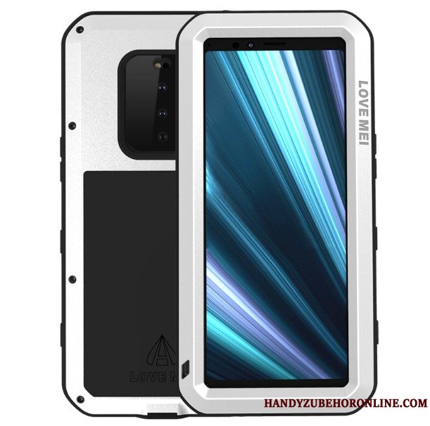 Etui Sony Xperia 1 Metal Gul Telefon, Cover Sony Xperia 1 Tasker Tre Forsvar Anti-fald