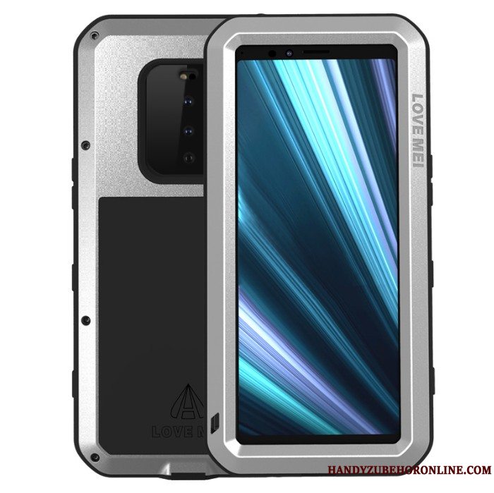 Etui Sony Xperia 1 Metal Gul Telefon, Cover Sony Xperia 1 Tasker Tre Forsvar Anti-fald