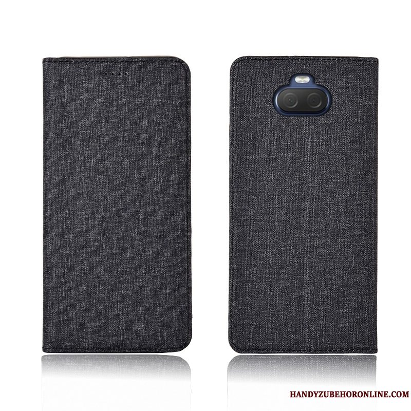 Etui Sony Xperia 10 Folio Anti-fald Nubuck, Cover Sony Xperia 10 Silikone Ny Bomuld Og Linned