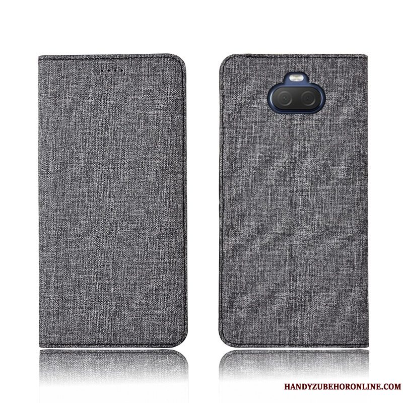 Etui Sony Xperia 10 Folio Anti-fald Nubuck, Cover Sony Xperia 10 Silikone Ny Bomuld Og Linned