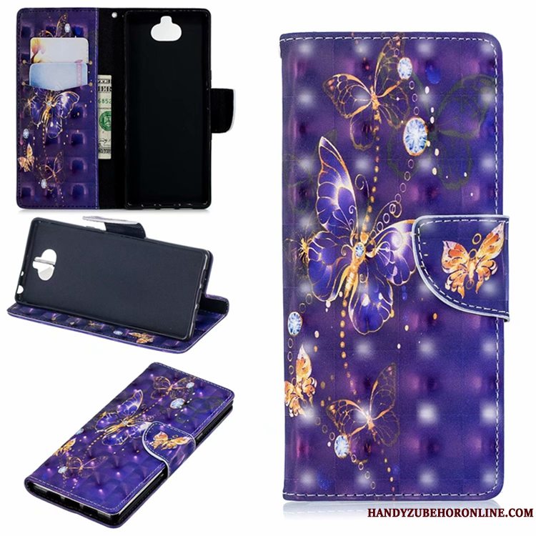 Etui Sony Xperia 10 Folio Lilla Telefon, Cover Sony Xperia 10 Læder Anti-fald