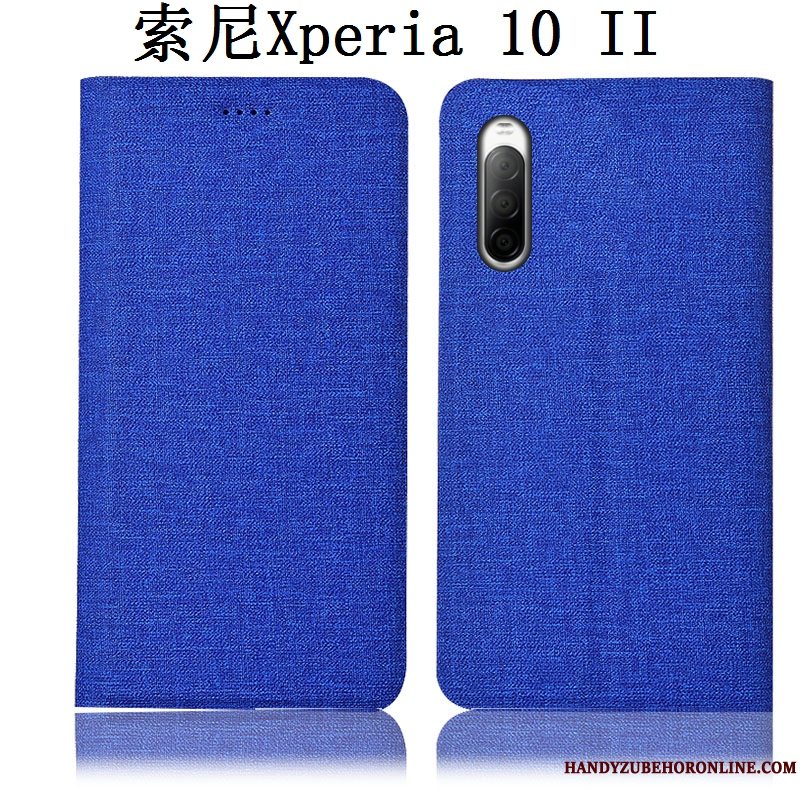 Etui Sony Xperia 10 Ii Folio Lyserød Bomuld Og Linned, Cover Sony Xperia 10 Ii Tasker Telefonanti-fald