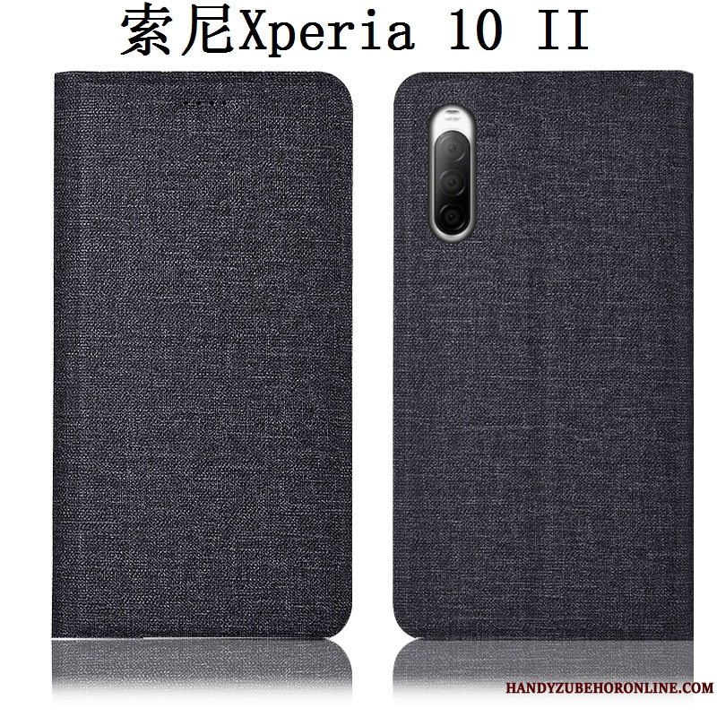 Etui Sony Xperia 10 Ii Folio Lyserød Bomuld Og Linned, Cover Sony Xperia 10 Ii Tasker Telefonanti-fald