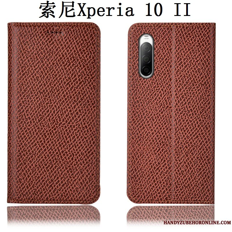 Etui Sony Xperia 10 Ii Læder Anti-fald Mesh, Cover Sony Xperia 10 Ii Beskyttelse Mønster Telefon