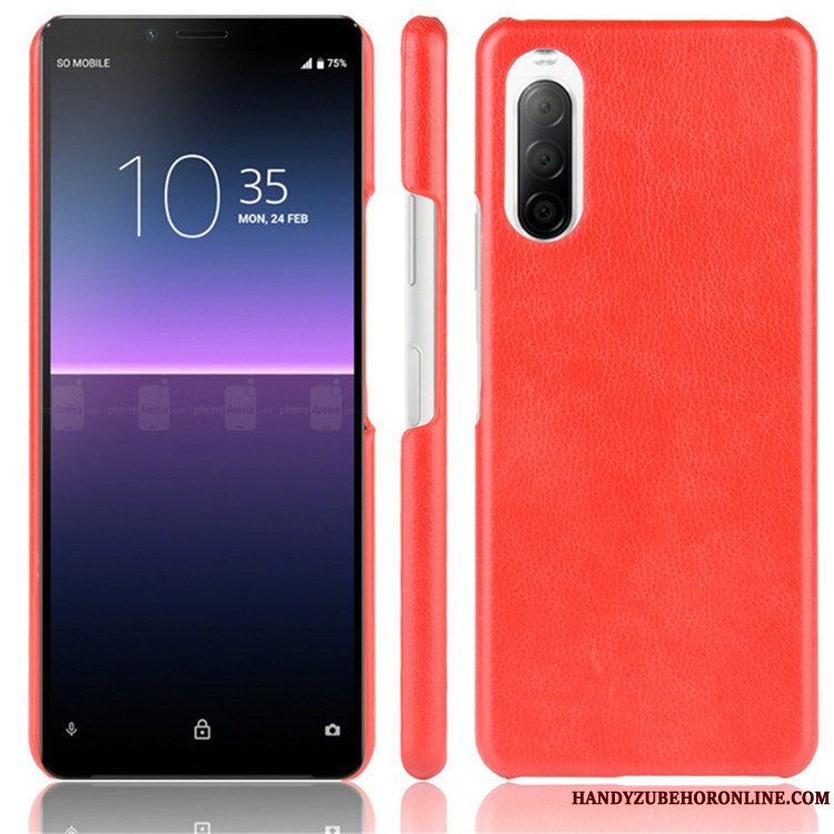 Etui Sony Xperia 10 Ii Læder Litchi Hård, Cover Sony Xperia 10 Ii Beskyttelse Sort Mønster