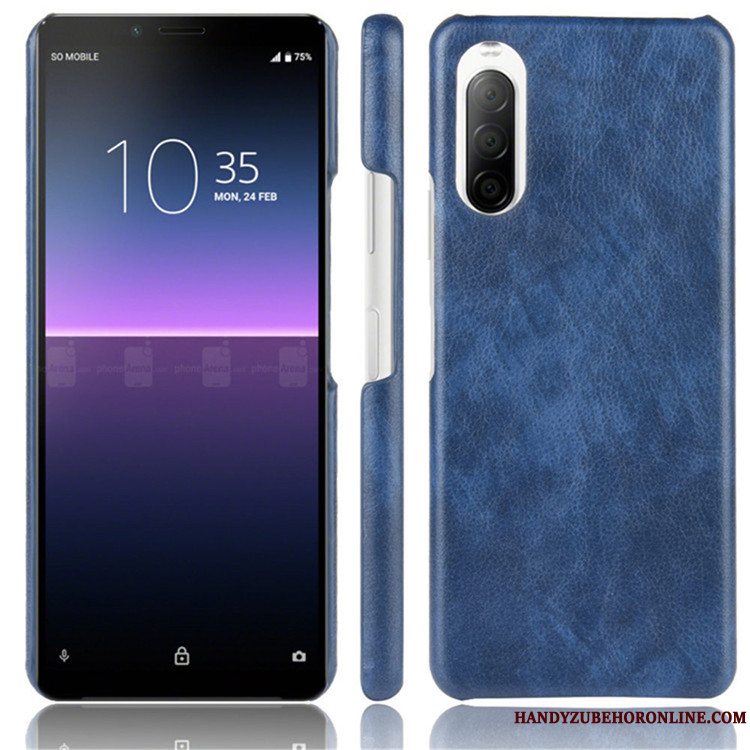 Etui Sony Xperia 10 Ii Læder Litchi Hård, Cover Sony Xperia 10 Ii Beskyttelse Sort Mønster