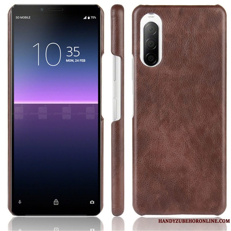 Etui Sony Xperia 10 Ii Læder Litchi Hård, Cover Sony Xperia 10 Ii Beskyttelse Sort Mønster