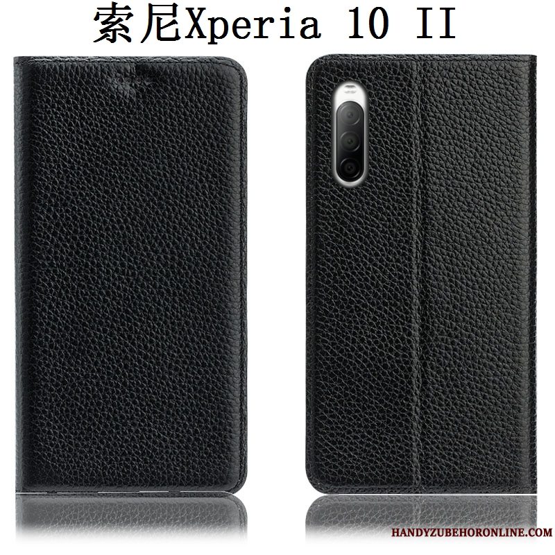Etui Sony Xperia 10 Ii Læder Mønster Anti-fald, Cover Sony Xperia 10 Ii Beskyttelse Blå Telefon