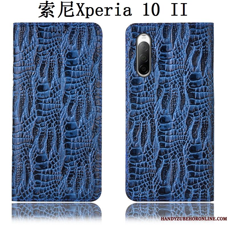 Etui Sony Xperia 10 Ii Læder Sort Krokodille, Cover Sony Xperia 10 Ii Beskyttelse Anti-fald Telefon