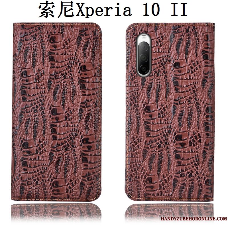 Etui Sony Xperia 10 Ii Læder Sort Krokodille, Cover Sony Xperia 10 Ii Beskyttelse Anti-fald Telefon