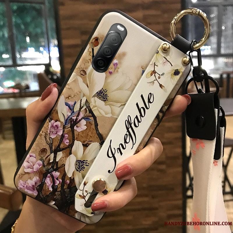 Etui Sony Xperia 10 Ii Support Frisk Blomster, Cover Sony Xperia 10 Ii Blød Hængende Ornamenter Cherry