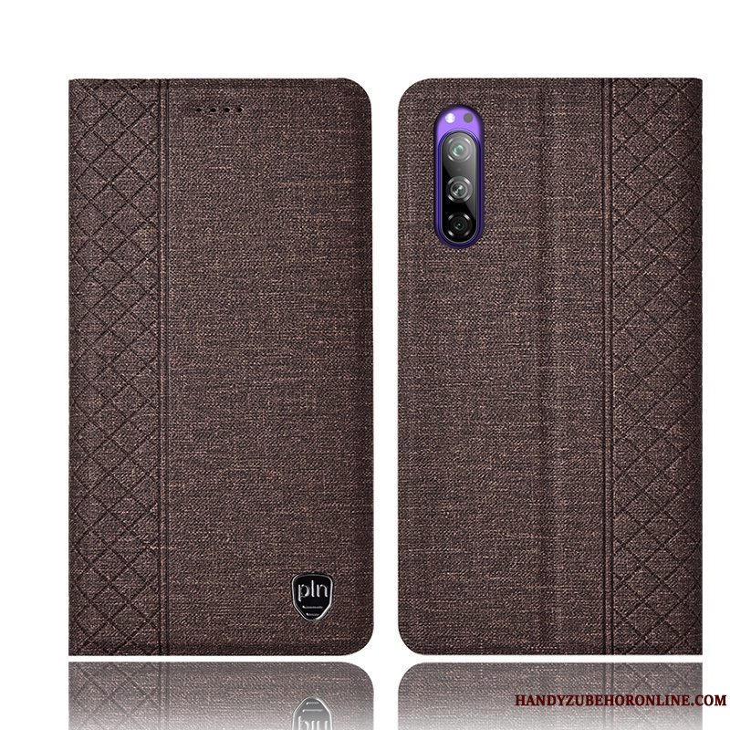 Etui Sony Xperia 5 Tasker Telefonlyserød, Cover Sony Xperia 5 Læder Anti-fald Ternet