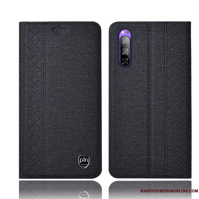 Etui Sony Xperia 5 Tasker Telefonlyserød, Cover Sony Xperia 5 Læder Anti-fald Ternet