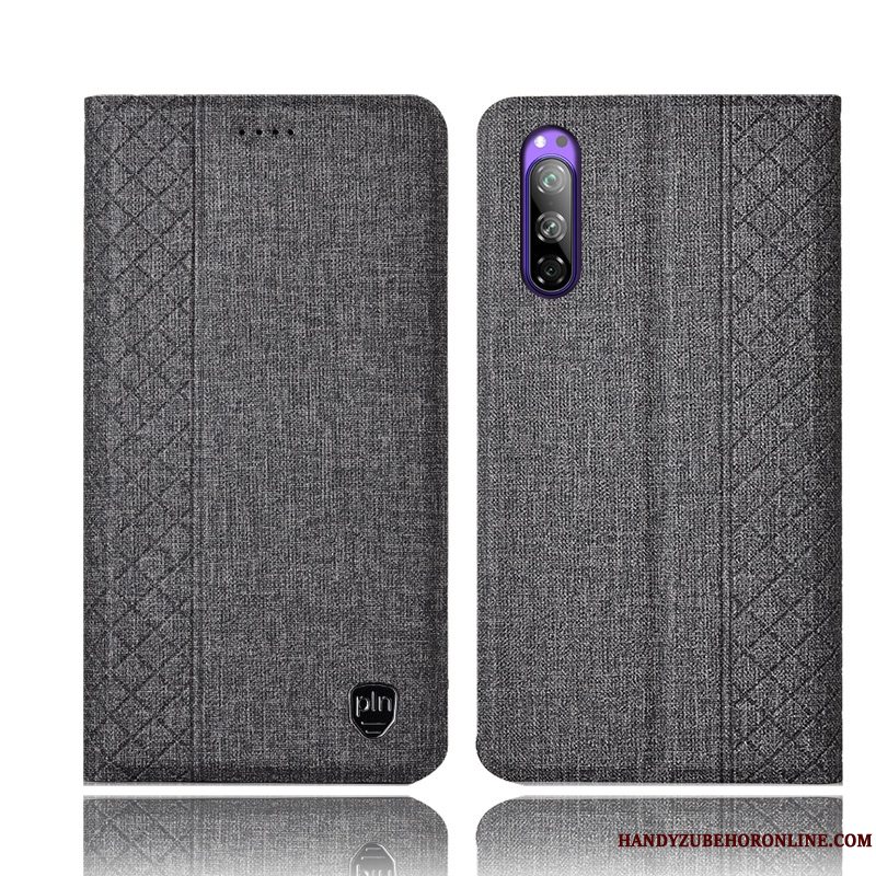 Etui Sony Xperia 5 Tasker Telefonlyserød, Cover Sony Xperia 5 Læder Anti-fald Ternet