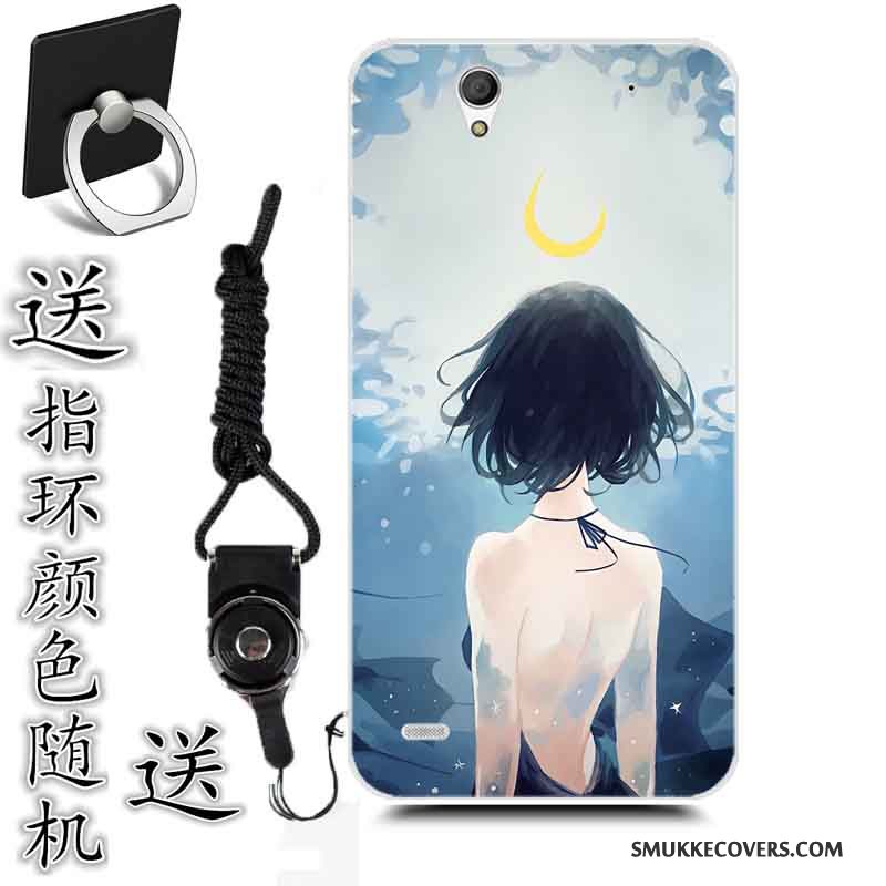 Etui Sony Xperia C4 Malet Telefontrend, Cover Sony Xperia C4 Cartoon Blå Anti-fald