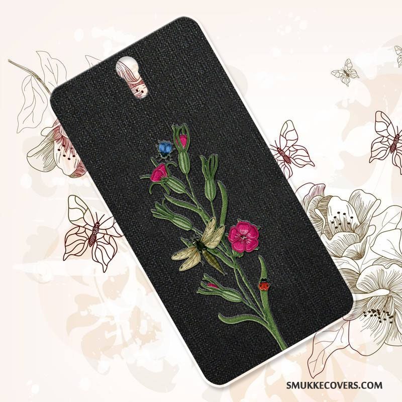 Etui Sony Xperia C5 Ultra Dual Vintage Hård Blomster, Cover Sony Xperia C5 Ultra Dual Luksus Telefonsort