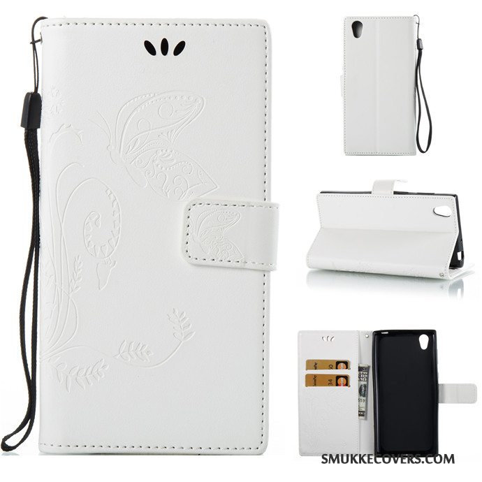 Etui Sony Xperia L1 Folio Rød Telefon, Cover Sony Xperia L1 Silikone Hængende Ornamenter