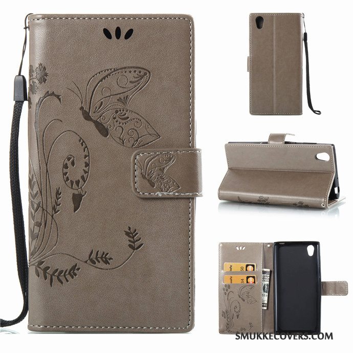 Etui Sony Xperia L1 Folio Rød Telefon, Cover Sony Xperia L1 Silikone Hængende Ornamenter