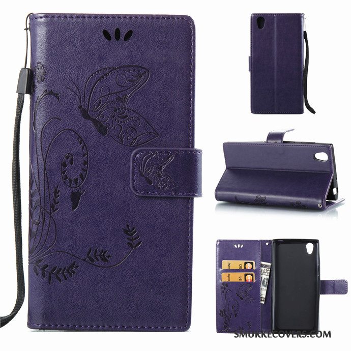 Etui Sony Xperia L1 Folio Rød Telefon, Cover Sony Xperia L1 Silikone Hængende Ornamenter