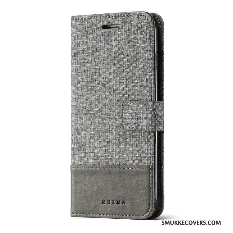 Etui Sony Xperia L1 Læder Lærred Sort, Cover Sony Xperia L1 Support Telefonsplejsning