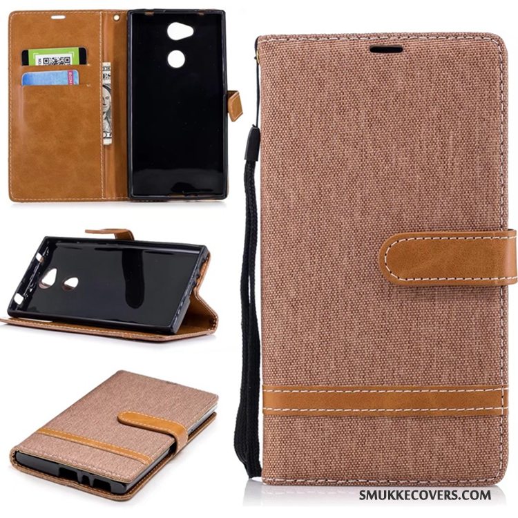 Etui Sony Xperia L2 Folio Denim Blå, Cover Sony Xperia L2 Tegnebog Ren Kort