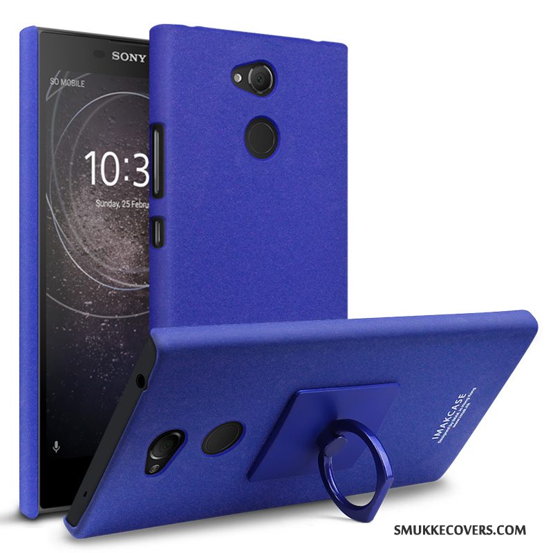 Etui Sony Xperia L2 Kreativ Ring Sort, Cover Sony Xperia L2 Support Nubuck Telefon