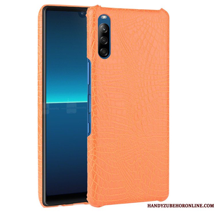 Etui Sony Xperia L4 Læder Hvid Telefon, Cover Sony Xperia L4 Beskyttelse Hård Krokodille Mønster