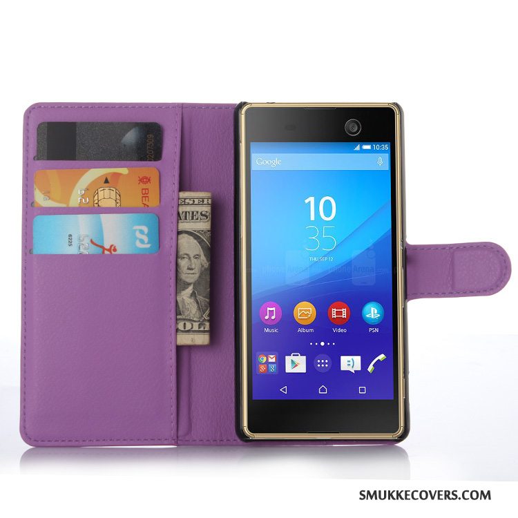 Etui Sony Xperia M5 Dual Læder Telefon, Cover Sony Xperia M5 Dual Beskyttelse