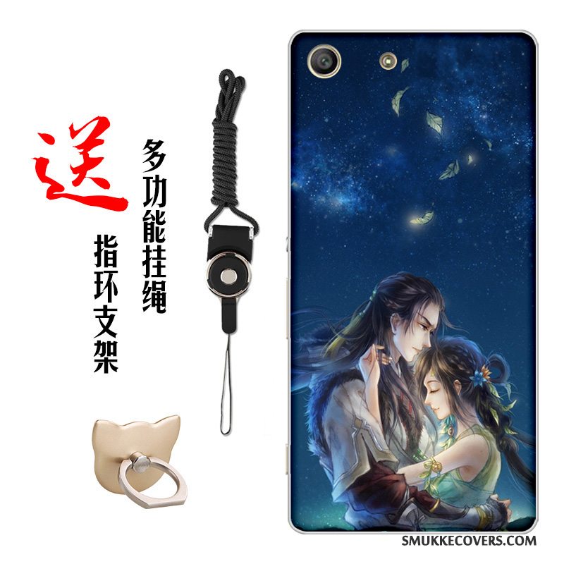 Etui Sony Xperia M5 Dual Vintage Kinesisk Stil Blomster, Cover Sony Xperia M5 Dual Blød Hvid Tilpas