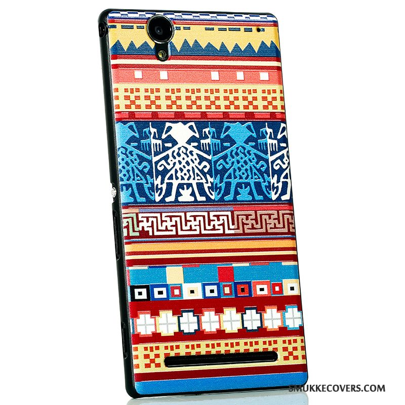 Etui Sony Xperia T2 Cartoon Ny Nubuck, Cover Sony Xperia T2 Beskyttelse Telefonsort