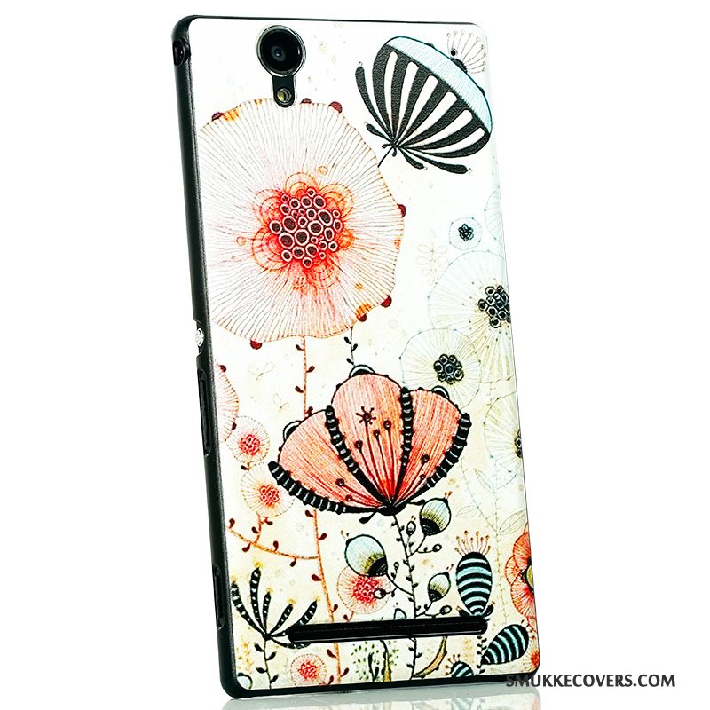 Etui Sony Xperia T2 Cartoon Ny Nubuck, Cover Sony Xperia T2 Beskyttelse Telefonsort