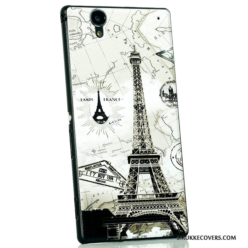 Etui Sony Xperia T2 Cartoon Ny Nubuck, Cover Sony Xperia T2 Beskyttelse Telefonsort