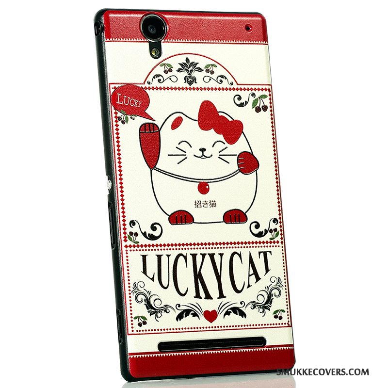 Etui Sony Xperia T2 Cartoon Ny Nubuck, Cover Sony Xperia T2 Beskyttelse Telefonsort