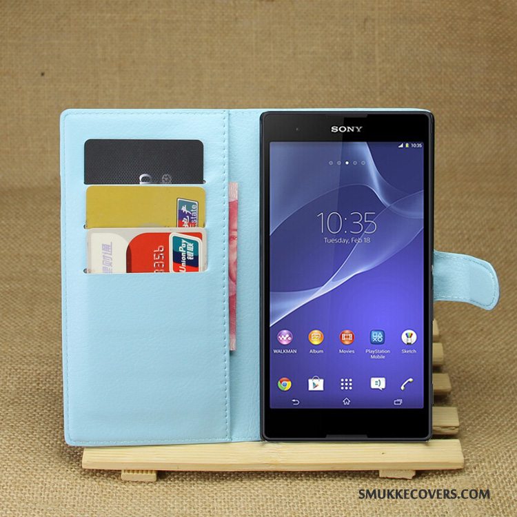 Etui Sony Xperia T3 Læder Lilla Telefon, Cover Sony Xperia T3 Beskyttelse