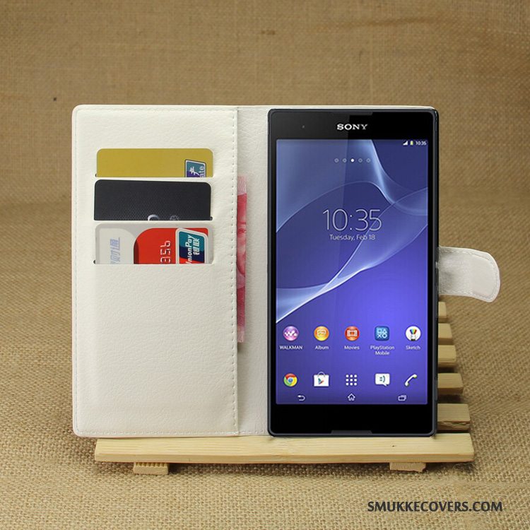 Etui Sony Xperia T3 Læder Lilla Telefon, Cover Sony Xperia T3 Beskyttelse