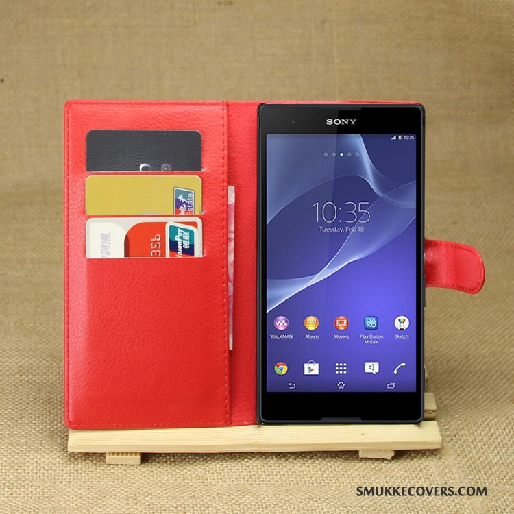 Etui Sony Xperia T3 Læder Lilla Telefon, Cover Sony Xperia T3 Beskyttelse