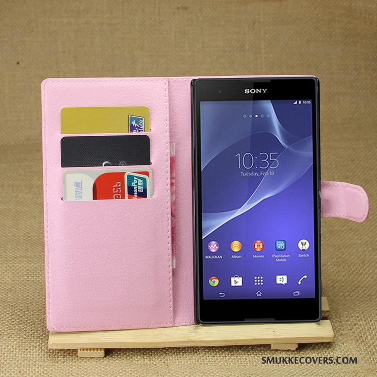 Etui Sony Xperia T3 Læder Lilla Telefon, Cover Sony Xperia T3 Beskyttelse