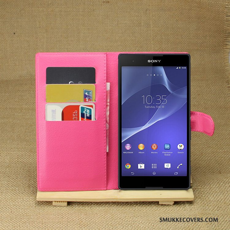 Etui Sony Xperia T3 Læder Lilla Telefon, Cover Sony Xperia T3 Beskyttelse