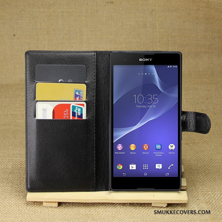 Etui Sony Xperia T3 Læder Lilla Telefon, Cover Sony Xperia T3 Beskyttelse