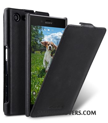 Etui Sony Xperia X Compact Læder Sort Telefon, Cover Sony Xperia X Compact Beskyttelse