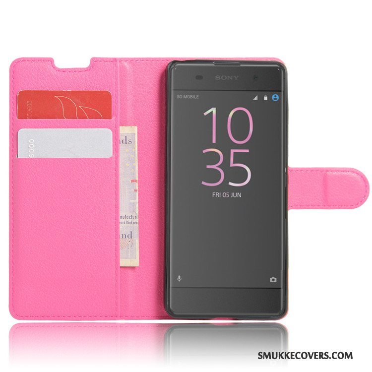 Etui Sony Xperia Xa Læder Kort Rød, Cover Sony Xperia Xa Tegnebog Telefon