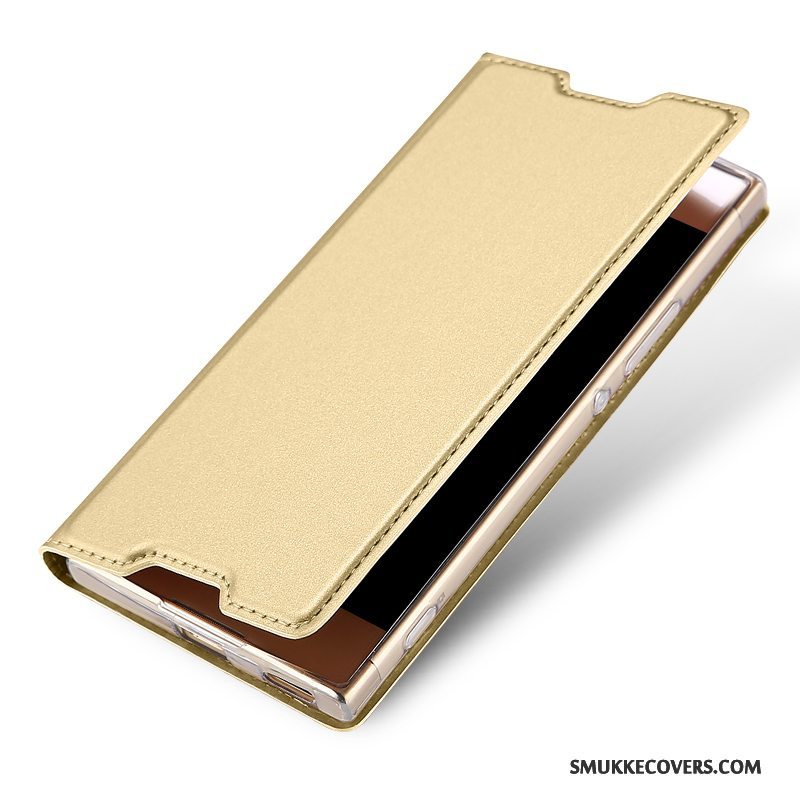 Etui Sony Xperia Xa1 Beskyttelse Let Tynd Guld, Cover Sony Xperia Xa1 Læder Telefonbusiness