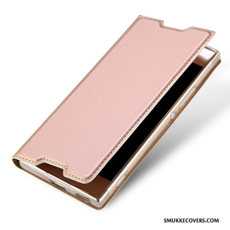 Etui Sony Xperia Xa1 Beskyttelse Let Tynd Guld, Cover Sony Xperia Xa1 Læder Telefonbusiness