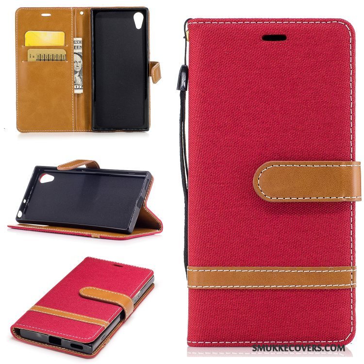 Etui Sony Xperia Xa1 Folio Kort Lilla, Cover Sony Xperia Xa1 Support Telefon